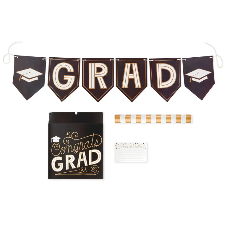 Hallmark Graduation Party Kit With Banner, Card Box, Advice Cards And Table Runner
