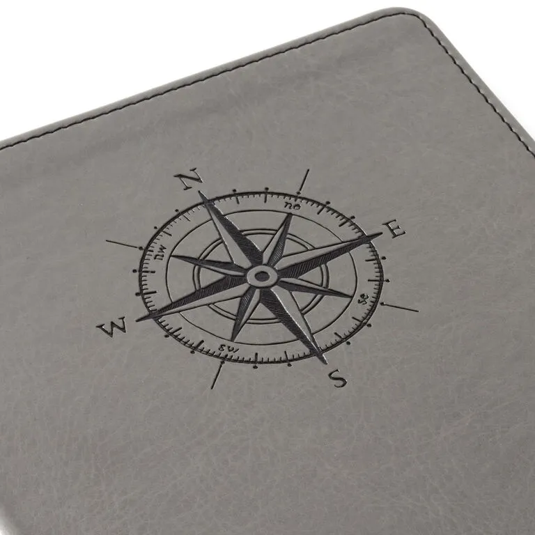 Hallmark Gray Etched Compass Faux Leather Notebook - Image 5