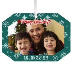 Hallmark Green Snowflake Personalized Text And Photo Metal Ornament