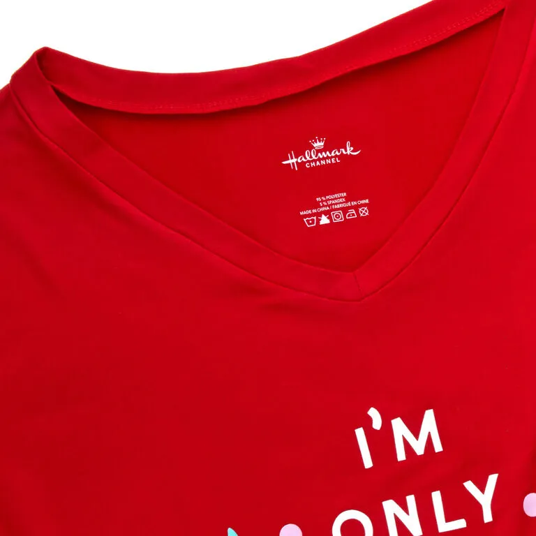 Hallmark Channel Only Awake Oversized Women's Red Sleep Shirt, Small/Medium - Image 4