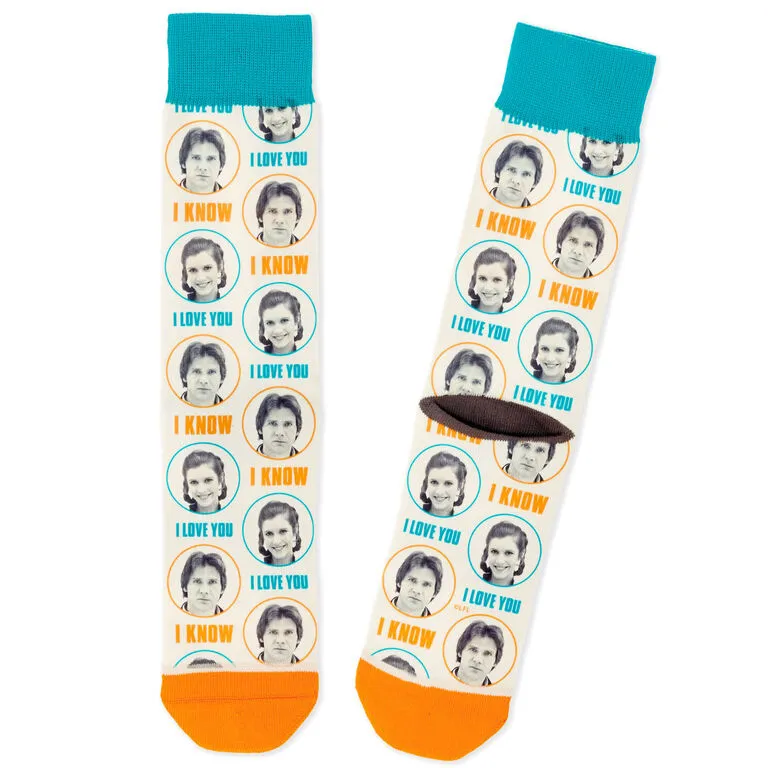 Hallmark Star Wars™ Han Solo™ And Princess Leia™ I Love You I Know Novelty Crew Socks
