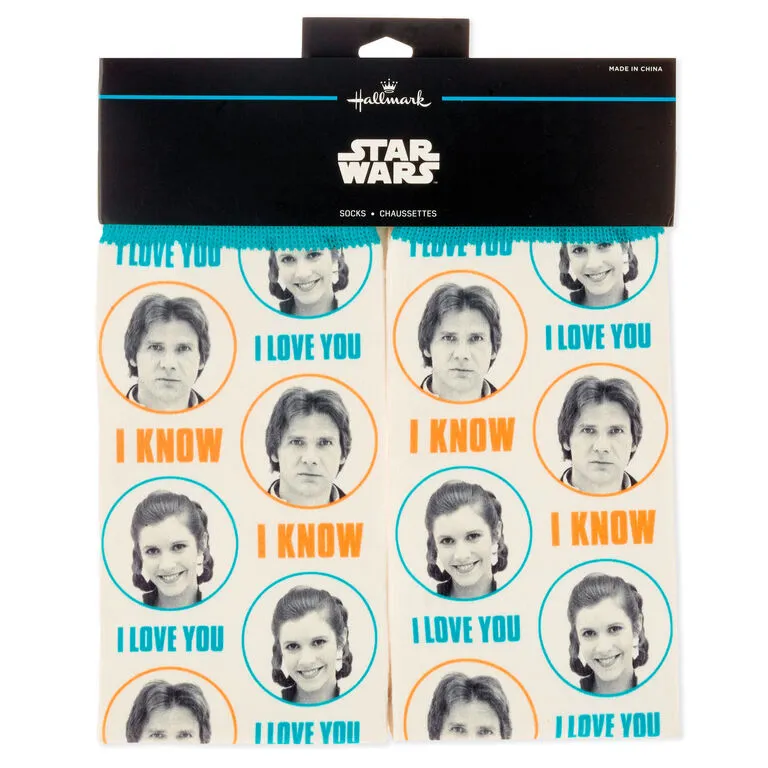 Hallmark Star Wars™ Han Solo™ And Princess Leia™ I Love You I Know Novelty Crew Socks - Image 2
