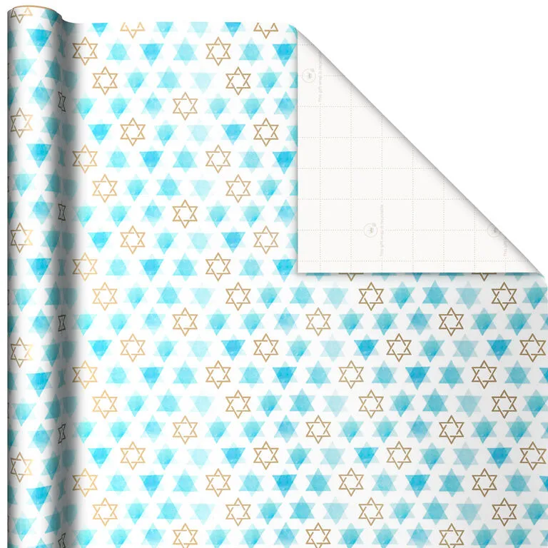 Hallmark Blue Hanukkah Designs 3-Pack Wrapping Paper Assortment, 120 Sq. Ft. - Image 3