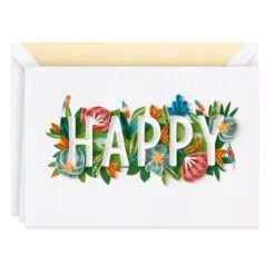 Hallmark Floral Happy Quilled Paper Handmade Birthday Card