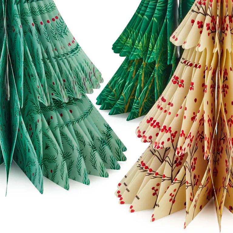 Hallmark Honeycomb Trees 3D Pop-Up Christmas Decorations, Set Of 3 - Image 3