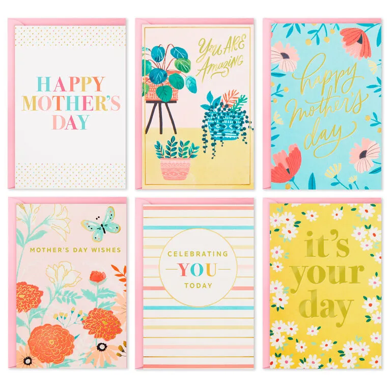 Hallmark Illustrated Floral Assorted Mother's Day Cards, Pack Of 36
