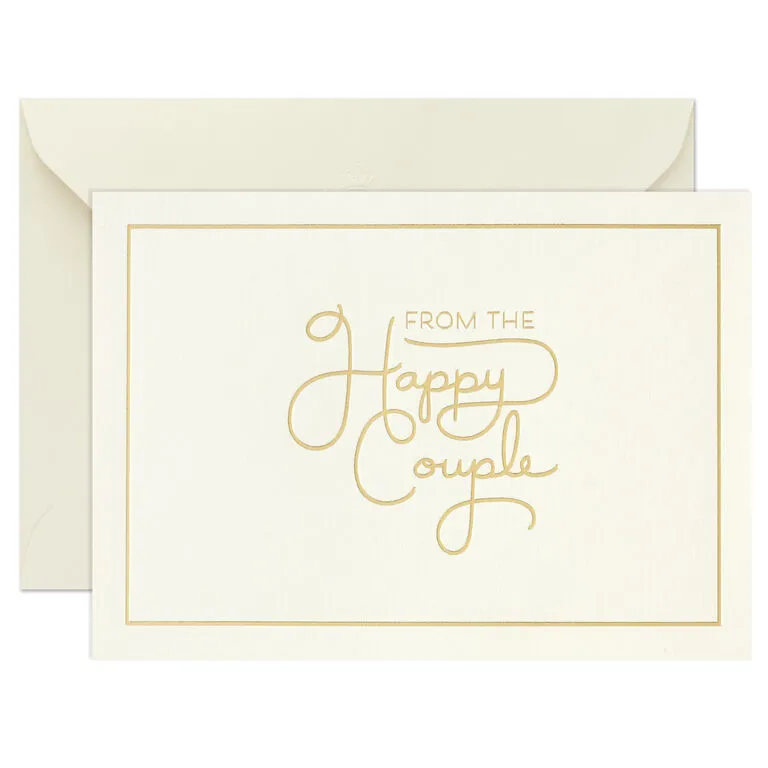 Hallmark Bulk Ivory And Gold Blank Wedding Thank-You Notes, Box Of 100 - Image 2