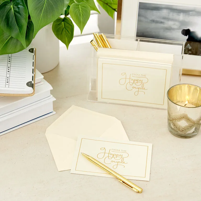 Hallmark Bulk Ivory And Gold Blank Wedding Thank-You Notes, Box Of 100 - Image 7