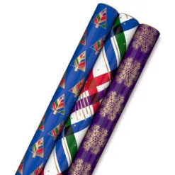 Hallmark Jewel Tones Assorted 3-Pack Christmas Wrapping Paper, 120 Sq. Ft.
