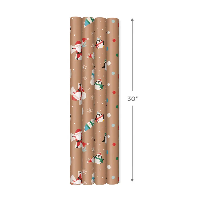 Hallmark Kraft Assorted 4-Pack Christmas Wrapping Paper, 88 Sq. Ft. - Image 8