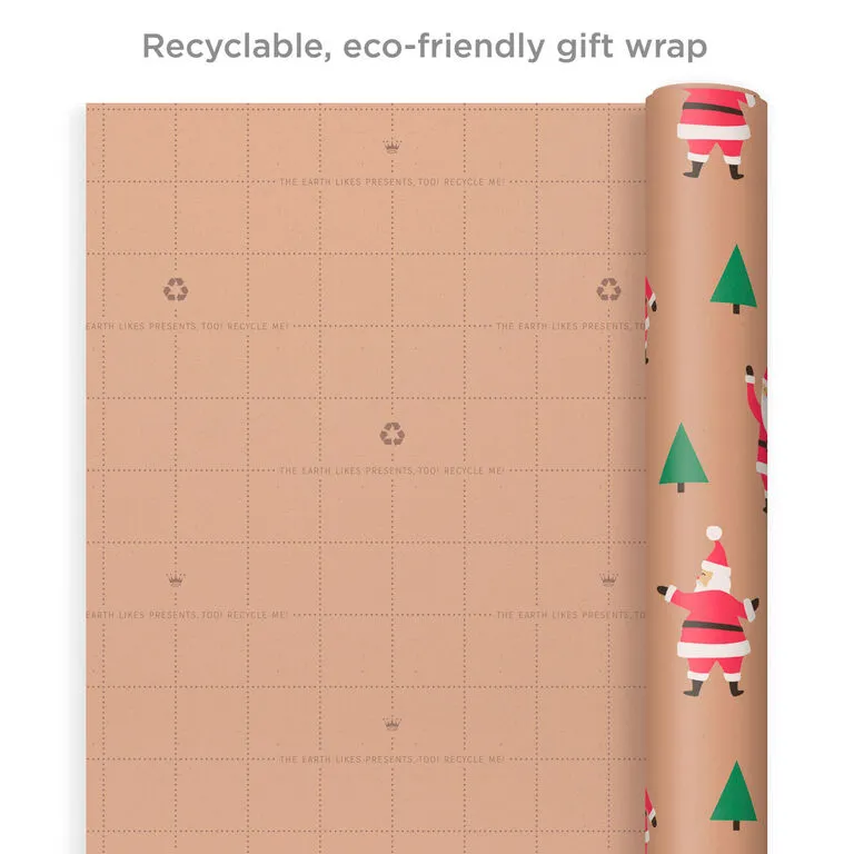 Hallmark Merry Kraft Prints 3-Pack Christmas Wrapping Paper, 90 Sq. Ft. - Image 8