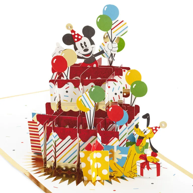 Hallmark Disney Mickey Mouse Cake 3D Pop-Up Birthday Card