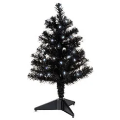 Hallmark Miniature Black Pre-Lit Christmas Tree, 18.75"