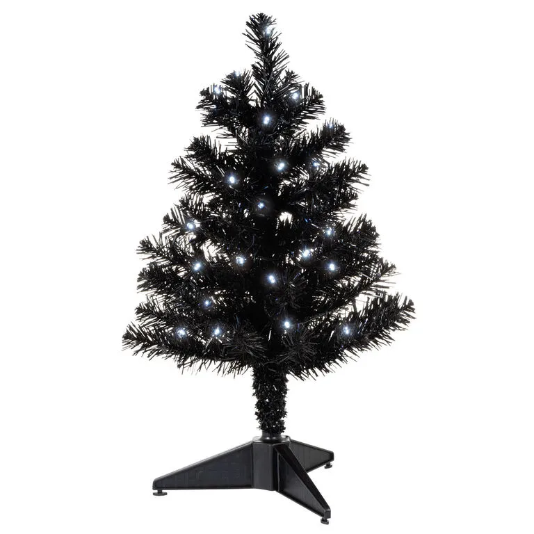 Hallmark Miniature Black Pre-Lit Christmas Tree, 18.75"