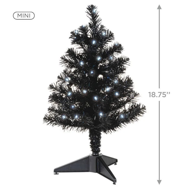 Hallmark Miniature Black Pre-Lit Christmas Tree, 18.75" - Image 3