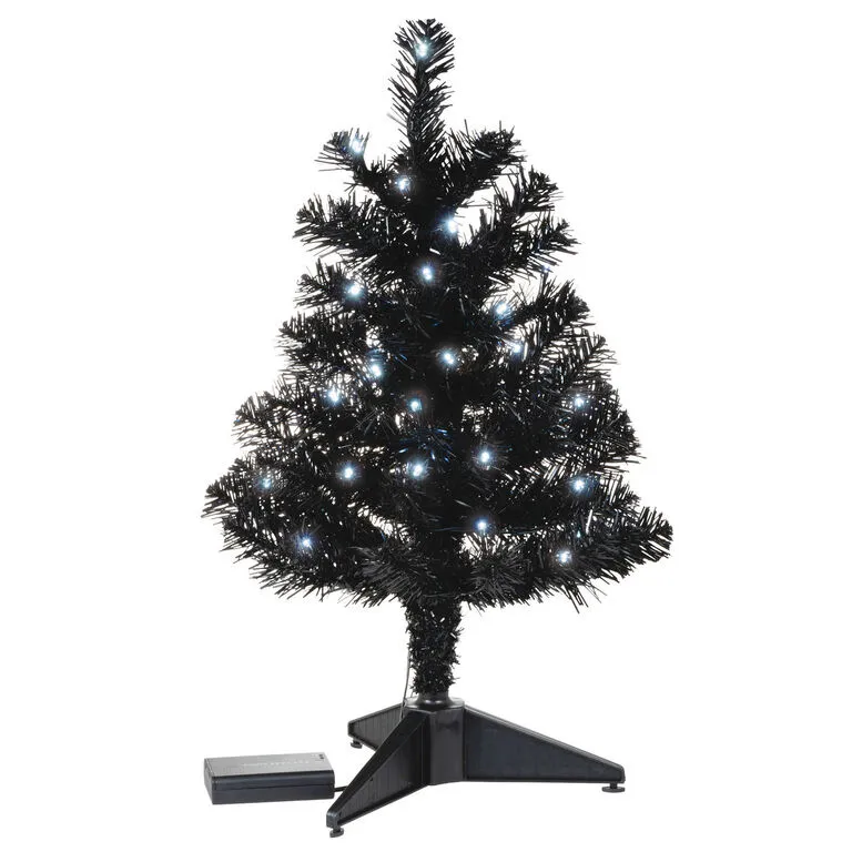 Hallmark Miniature Black Pre-Lit Christmas Tree, 18.75" - Image 4