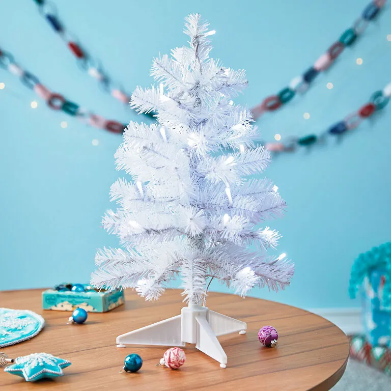 Hallmark Miniature White Pre-Lit Christmas Tree, 18.75" - Image 2
