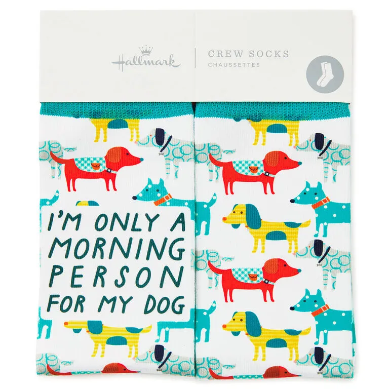 Hallmark Morning Person For My Dog Funny Crew Socks - Image 2