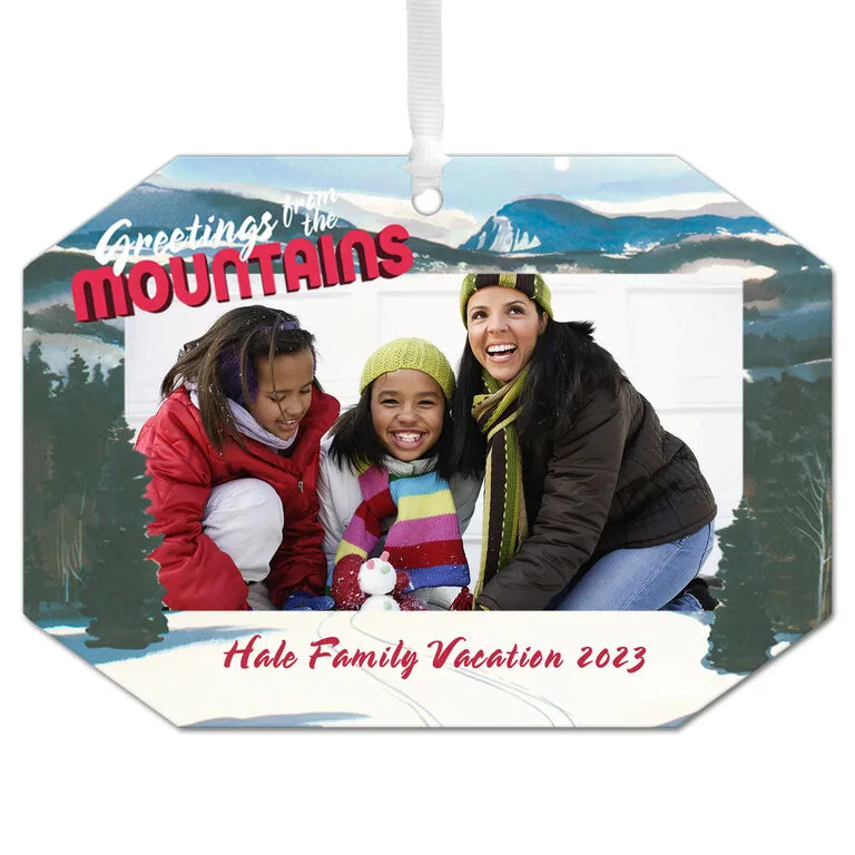Hallmark Mountain Vacation Personalized Text And Photo Metal Ornament