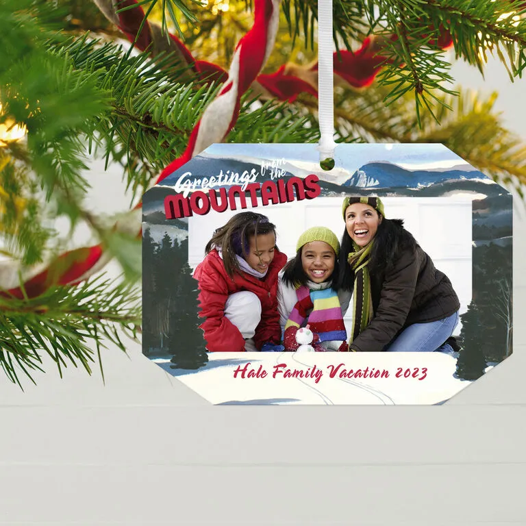 Hallmark Mountain Vacation Personalized Text And Photo Metal Ornament - Image 2
