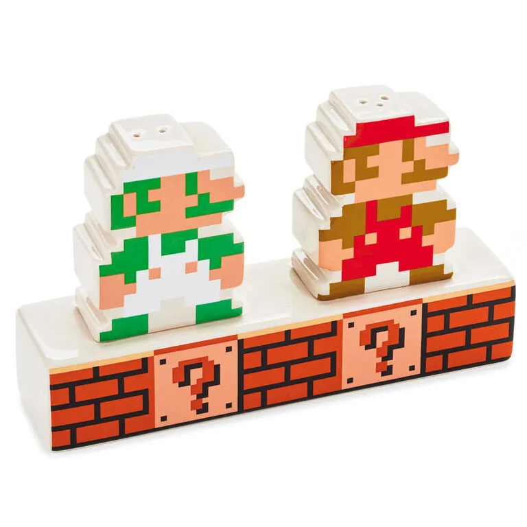 Hallmark Nintendo Super Mario Bros.® Mario And Luigi Salt And Pepper Shakers, Set Of 3 - Image 2