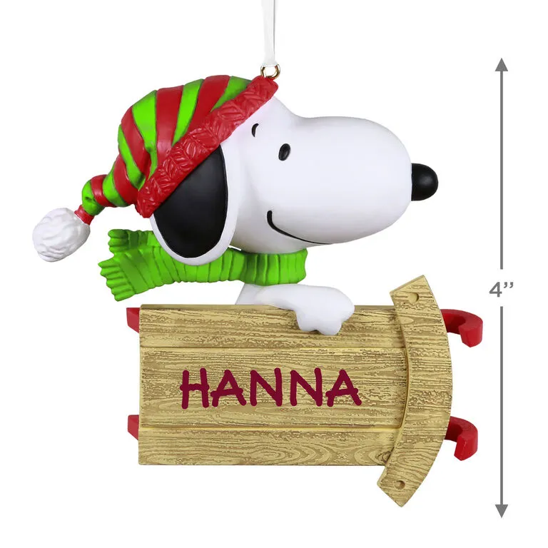 Hallmark PeanutsĀ® Sledding With Snoopy Personalized Ornament - Image 3