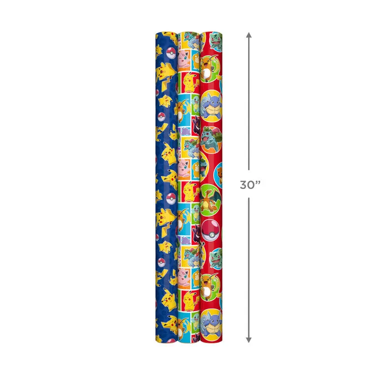 Hallmark Assorted Pokémon Wrapping Paper 3-Pack, 60 Sq. Ft. - Image 9