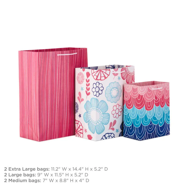 Hallmark Pretty Patterns Assorted Sizes 6-Pack Gift Bags - Image 2
