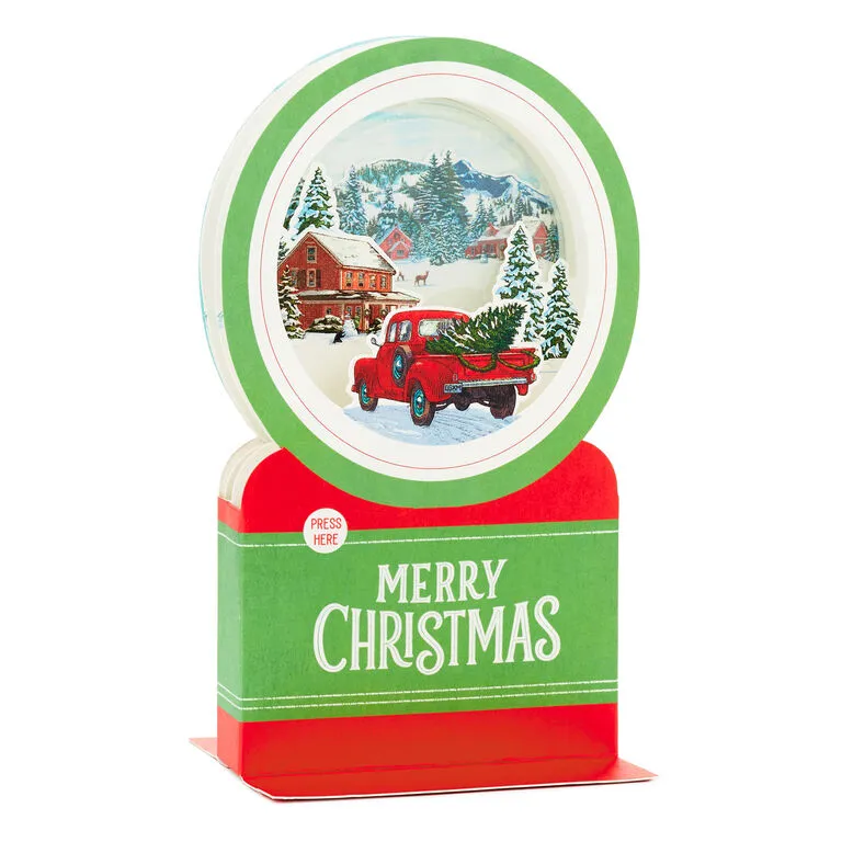Hallmark Red Truck Snow Globe Musical 3D Pop-Up Christmas Card With Motion - Image 3