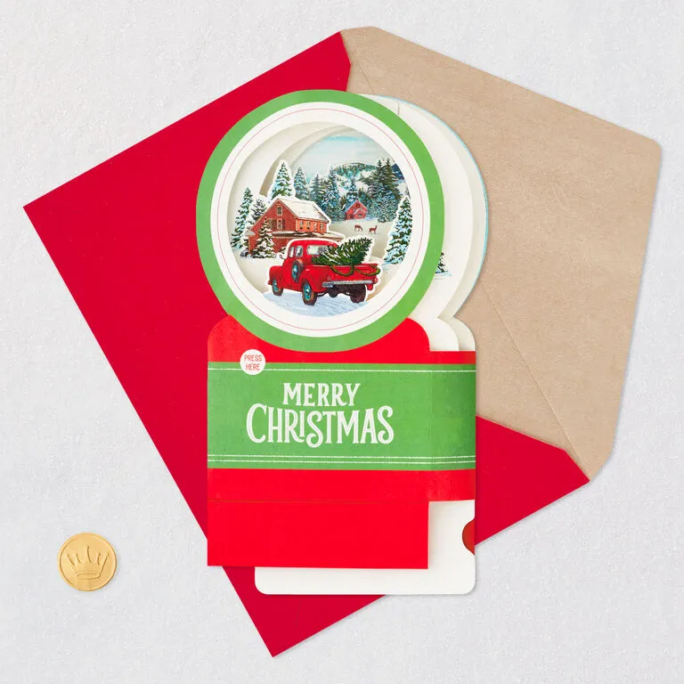Hallmark Red Truck Snow Globe Musical 3D Pop-Up Christmas Card With Motion - Image 6