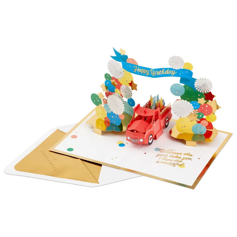 Hallmark Celebrating You Red Truck And Banner 3D Pop-Up Birthday Card - Image 2