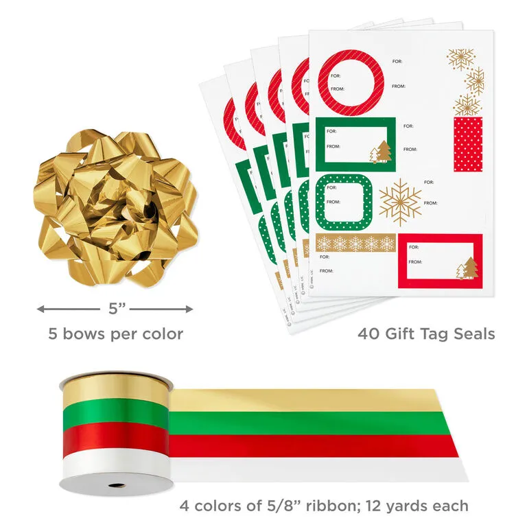 Hallmark Christmas Gift Wrap Kit With Wrapping Paper, Bows, Ribbons And Tags - Image 8