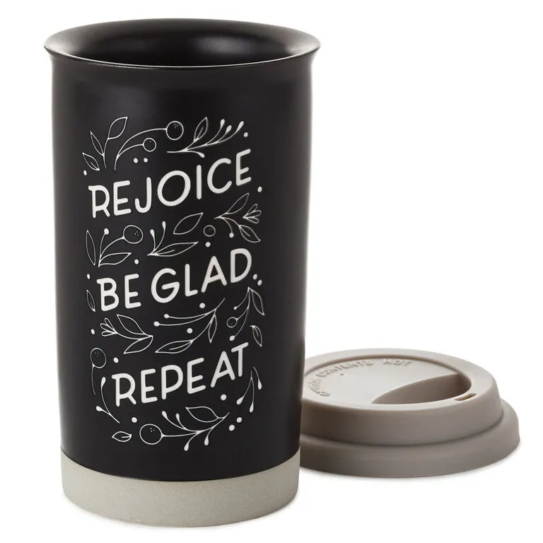 Hallmark Rejoice Repeat Ceramic Travel Mug, 12 Oz. - Image 3