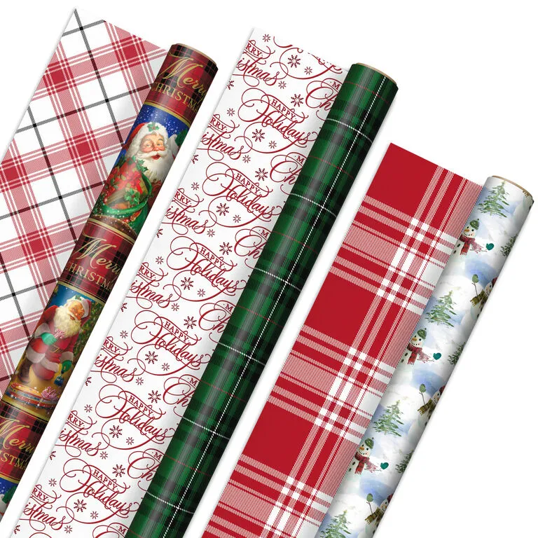 Hallmark Christmas Classics 3-Pack Reversible Wrapping Paper Assortment, 120 Sq. Ft.
