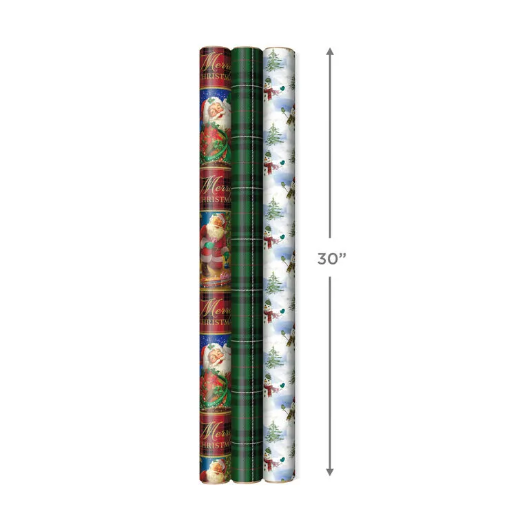 Hallmark Christmas Classics 3-Pack Reversible Wrapping Paper Assortment, 120 Sq. Ft. - Image 3