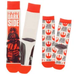 Hallmark Star Wars⢠Darth Vader⢠And Jedi In Training Adult And Child Novelty Crew Socks, Set Of 2