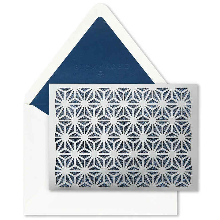 Hallmark Silver Stars And Blue Glitter Blank Note Cards, Box Of 8 - Image 2
