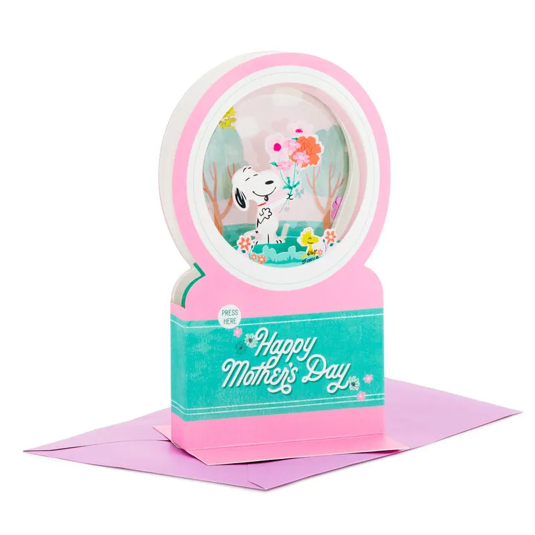 Hallmark PeanutsĀ® Snoopy Snow Globe 3D Pop-Up Mother's Day Card With Motion