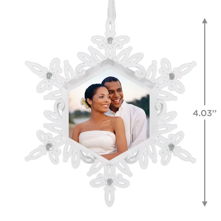 Hallmark Sparkling Snowflake Photo Personalized Metal Ornament - Image 3