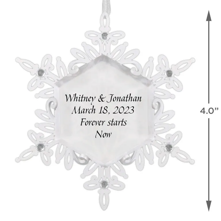 Hallmark Sparkling Snowflake Text Personalized Metal Ornament - Image 3
