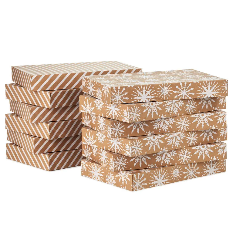 Hallmark Snowflakes And Stripes 12-Pack Designed Brown Shirt Boxes - Image 2