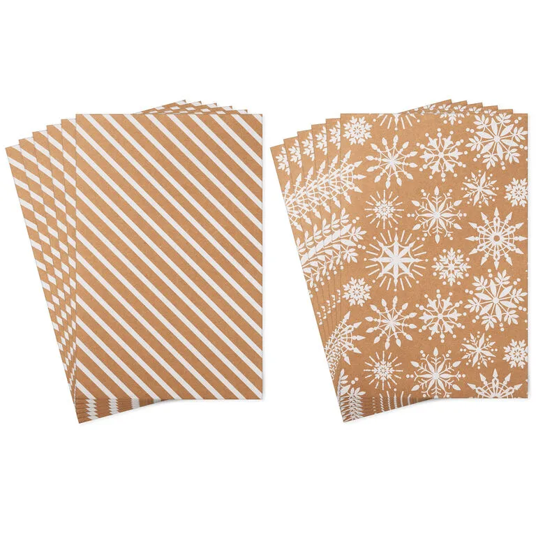 Hallmark Snowflakes And Stripes 12-Pack Designed Brown Shirt Boxes - Image 5