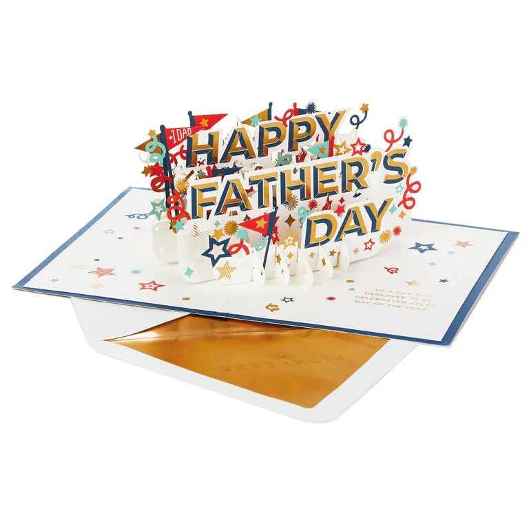 Hallmark Celebrate Stars And Pennants 3D Pop-Up Father's Day Card - Image 2