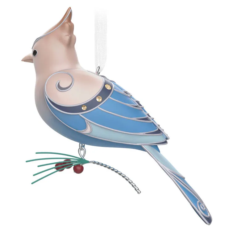 Hallmark The Beauty Of The Birds Leucistic Steller's Jay Ornament - Image 6