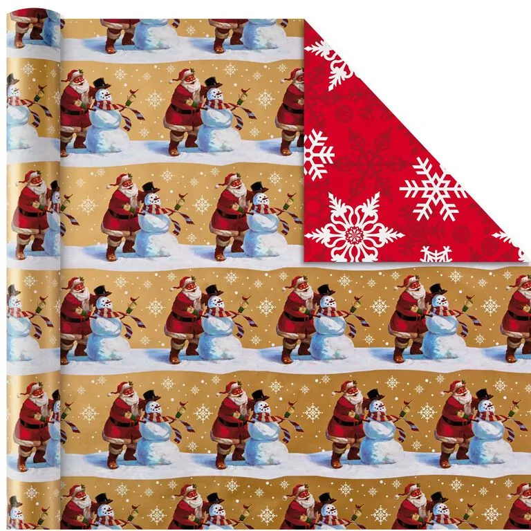Hallmark Traditional Christmas 4-Pack Reversible Wrapping Paper Rolls, 150 Sq. Ft. - Image 2