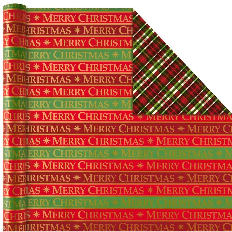 Hallmark Traditional Christmas 4-Pack Reversible Wrapping Paper Rolls, 150 Sq. Ft. - Image 3