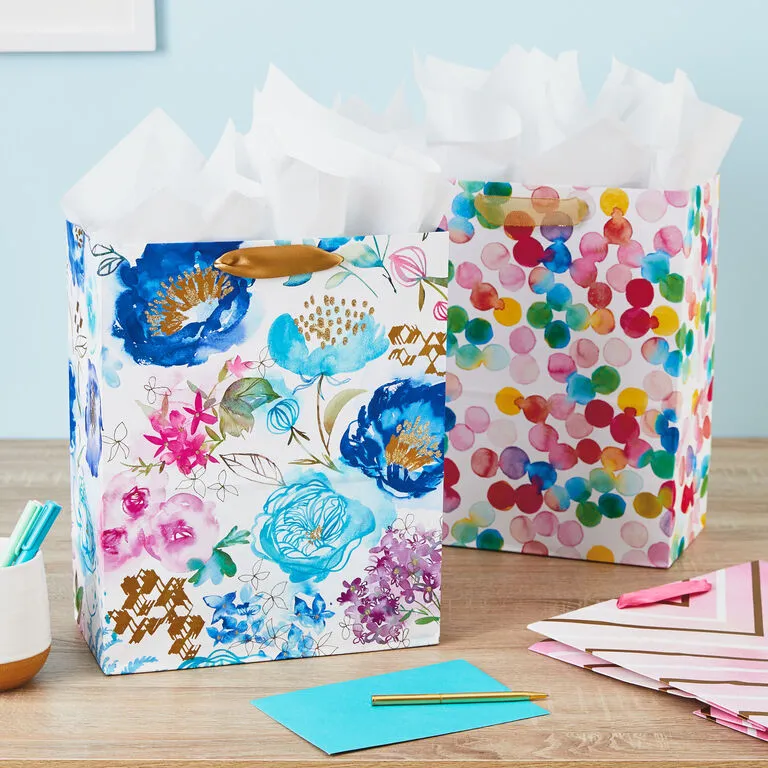 Hallmark 13" Watercolor 3-Pack Assorted Gift Bags With Tissue - Image 2