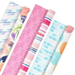 Hallmark Watercolor Tones 3-Pack Reversible Wrapping Paper, 75 Sq. Ft. Total
