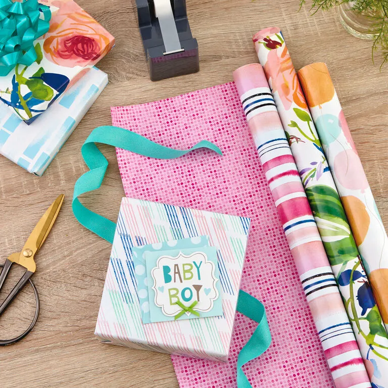 Hallmark Watercolor Tones 3-Pack Reversible Wrapping Paper, 75 Sq. Ft. Total - Image 2