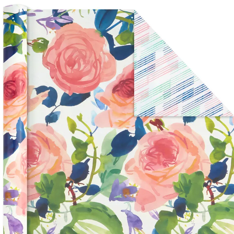 Hallmark Watercolor Tones 3-Pack Reversible Wrapping Paper, 75 Sq. Ft. Total - Image 4